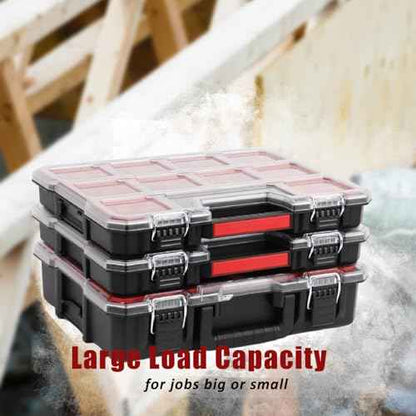 Tools Organizer, Small Parts Storage Craftsman Toolbox, 17.3 * 13.7 * 2.5" Durable Hardware Box Storage, with Removable Inner Cups