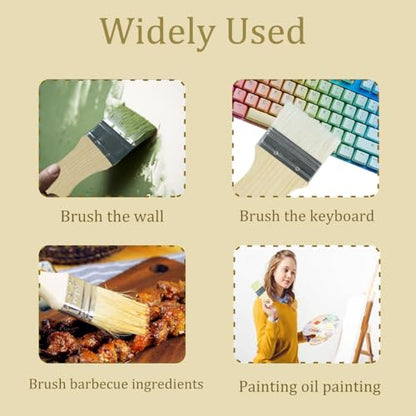 Flat Paddle Paint Brush Wide with Poplar Handle Art Paint Brush 2/3/4/5 inch for Oil and Acrylic Paints