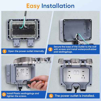 Outdoor Power Outlet,Outdoor Extension Cord Waterproof Double Wall Outlet Extender with On-Off Switch and Indicator Light£¬Exterior Electric External Power Outlet,Outside Outlet (32.8FT)