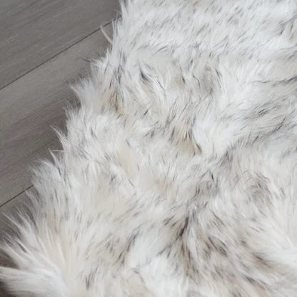 ORINOVA Grey and White Plush Shag Washable Rugs for Bedroom Faux Sheepskin Fur Furry Carpet for Living Room 2x6 Nursery Rug Runner