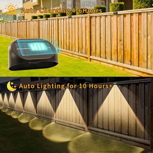 Solar Fence Lights Outdoor Waterproof, Solar Powered Fence Lights with Warm White & RGB Modes, Outdoor Wall Light Fixtures for Backyard, Patio, Deck Railing, Pool, Wall (WRGB 8 Pack)