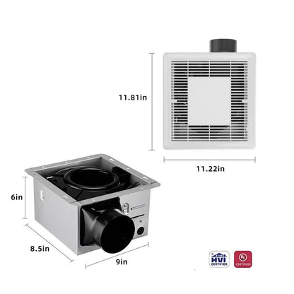 Tech Drive Bathroom Fan with Light 110 CFM, 1.2Sone No Attic access Needed Installation,Very Quiet Bath Ventilation and Exhaust Fan with LED Light 4000K 800LM, 4inch Duct,White Plastic Grille