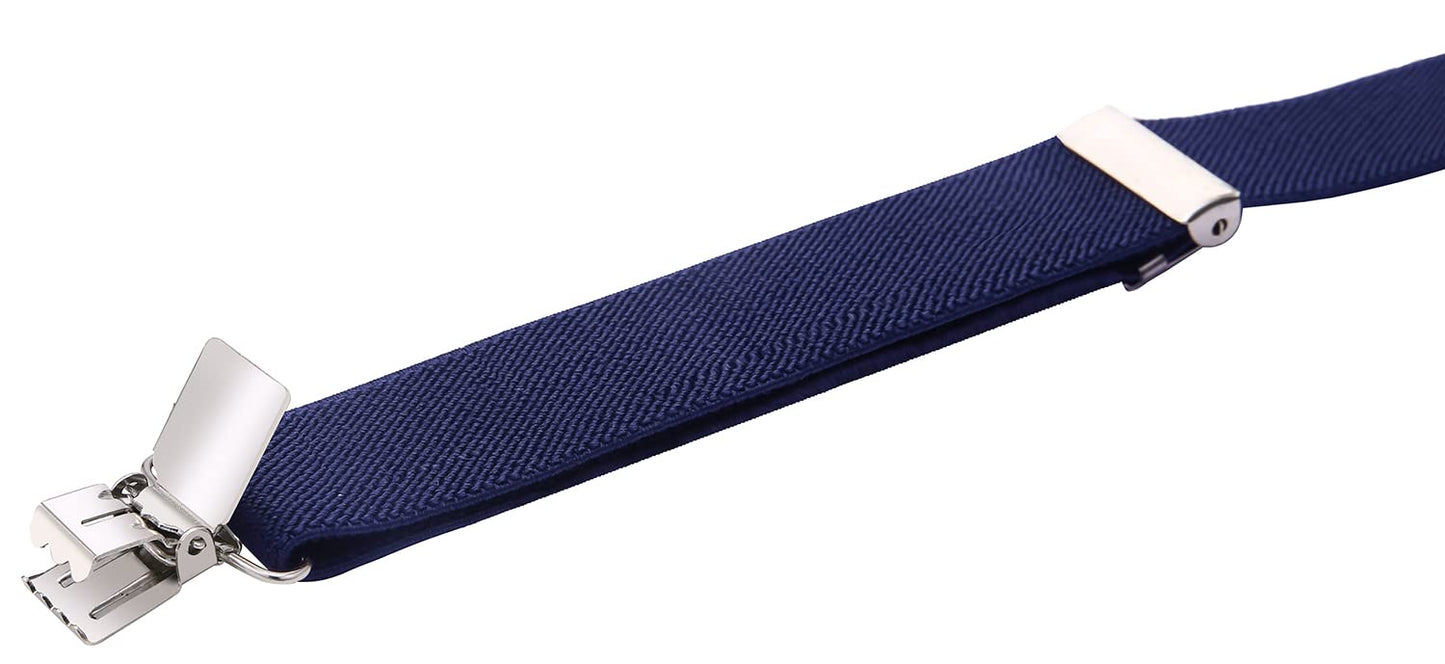 WDSKY Boys' Suspenders and Bow Tie Set Y Shape Adjustable Elastic 40 Inches Navy Blue