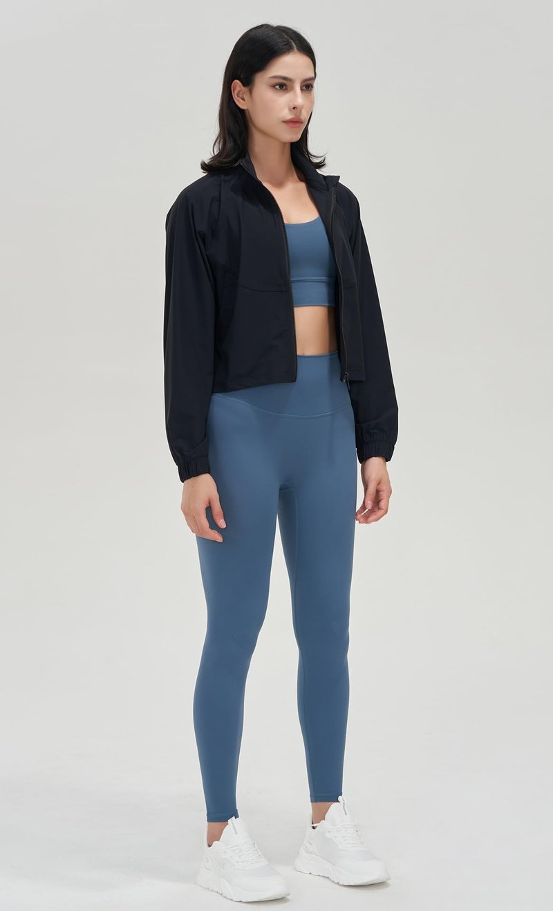 UANEO Womens Athletic Cropped Jacket Zip Up Long Sleeve Workout Tops Gym Yoga Running Sports Shirts Jackets