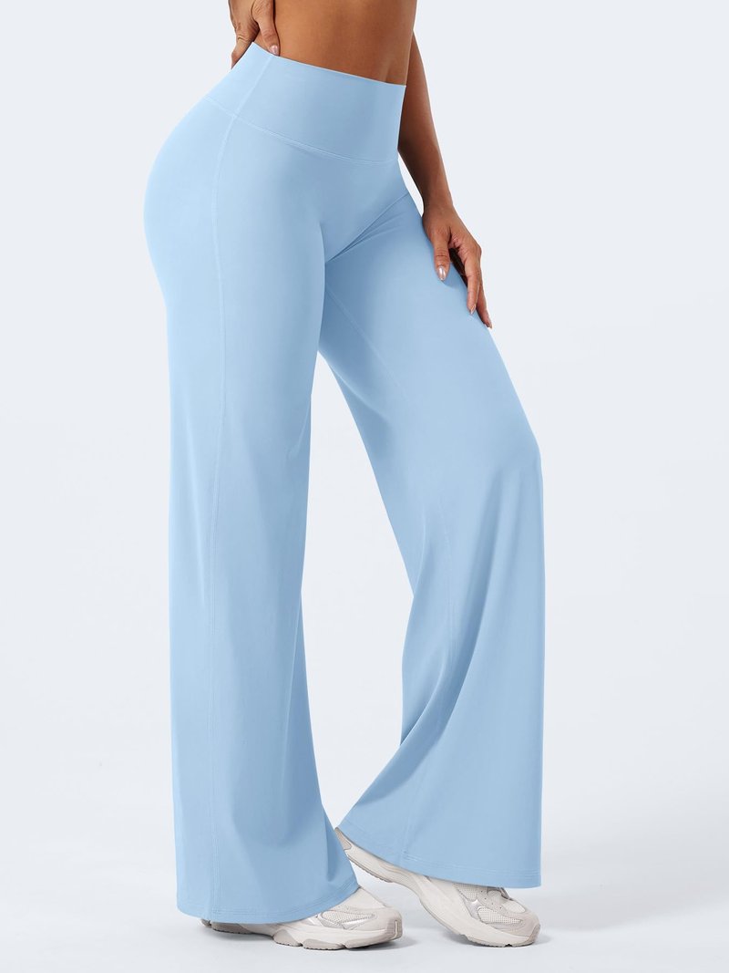 YEOREO Workout Leggings Womens No Front Seam Straight Leggings 31.5" High Waist Buttery Eddiy Gym Yoga Pants Airy Blue M