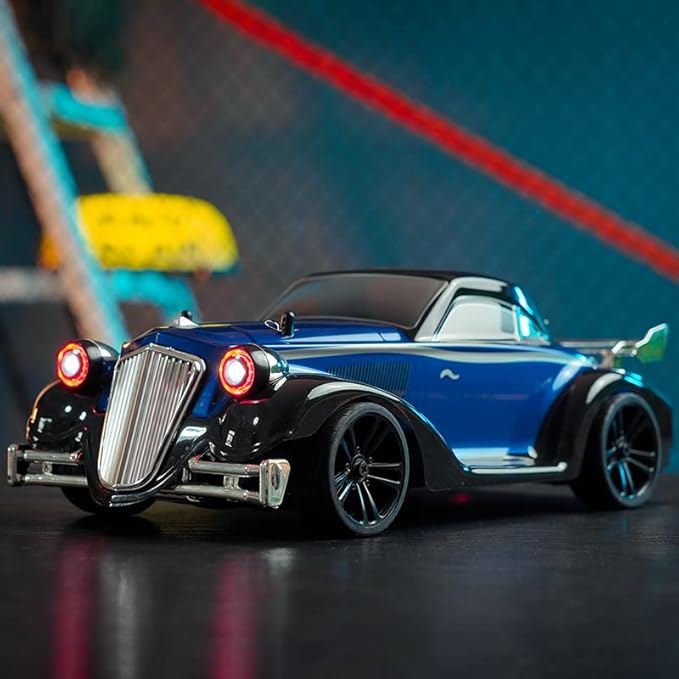 1:16 Scale Off-Road Retro Classic Car SCY-16302-2.4G 4WD 35km/h High-Speed Racing Damping Climbing Off-Road Vehicles Christmas Birthday Gift for Adults(Metal Blue)