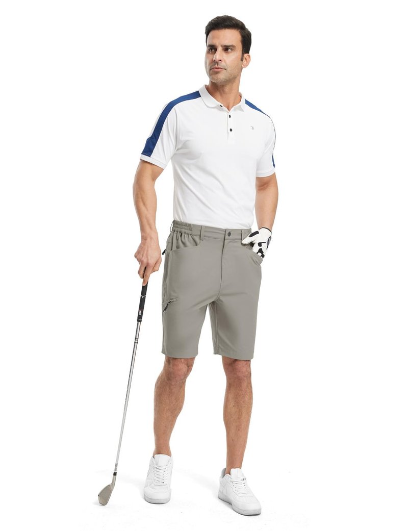 TBMPOY Men's Golf Shorts 9" Lightweight Quick Dry Hiking Cargo Shorts Casual Travel Outdoor with 4 Pockets Light Grey 38