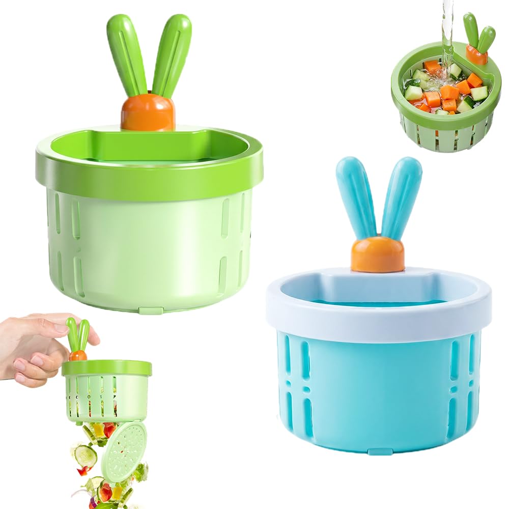 2 Pcs Cactus Sink Drain Strainer – Press-to-Dump Kitchen Sink Filter Basket, 3 Inch Food Residue Collector with One-Press Lifting Stopper, Multifunctional Waste Catcher for Home (Set A)