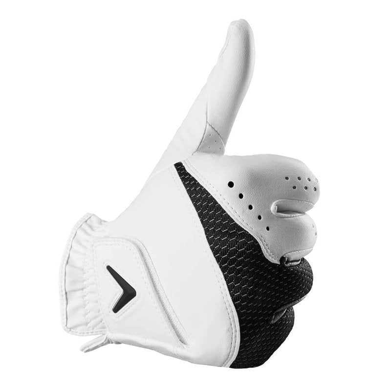 Callaway Golf Women's Weather Spann Premium Synthetic Golf Glove (White, 2-Pack, Large, New Model , Standard, Worn on Left Hand)