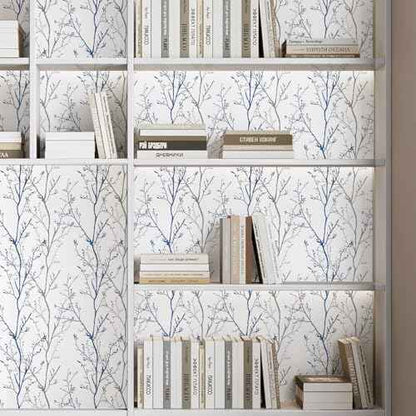 Grey Blue Tree Branches Peel and Stick Contact Paper 17.7" x 78.7" Modern Tree Branch Removable Wallpaper Natural Wall Paper Self-Adhesive Vinyl for Drawer Liner Furniture Crafts Accent Walls