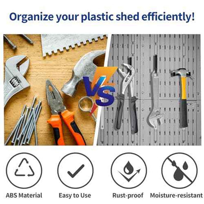6Pcs Storage Shed Hooks for Suncast/Craftsman, J-Shape and U-Shape Suncast Shed Accessories, Premium ABS Garden Garage Storage Organization, Shed Shelves for Hanging Shed Organization Supplies