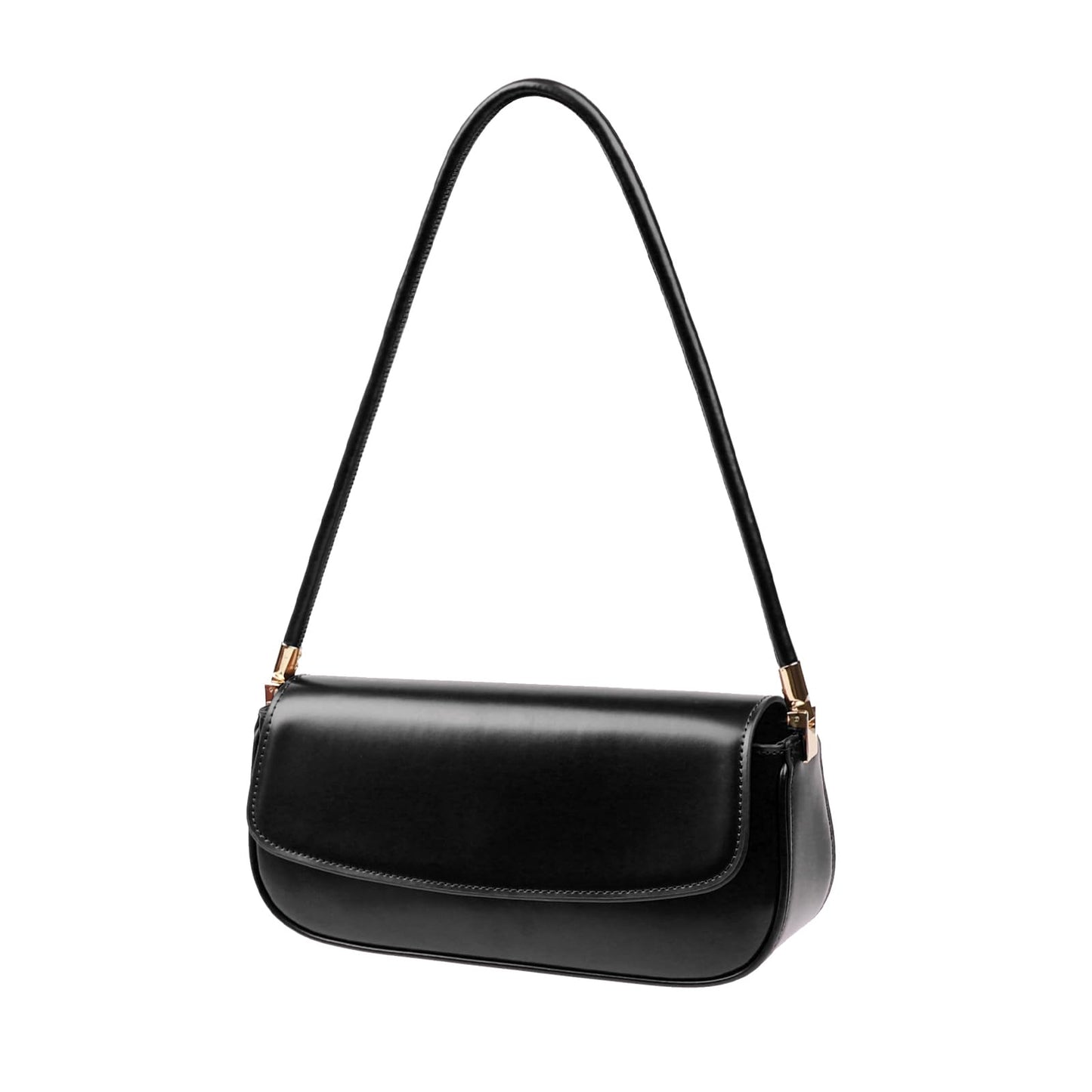 MoreFarther Leather Shoulder Bags for Women, Mini Cute Everyday Purses Trendy, Women's Hobo Handbags with Magnetic Closure (Black)