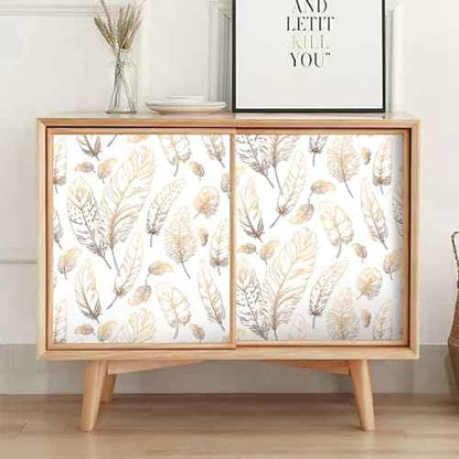 White Peel and Stick Wallpaper 17.7"x80" Feather Wallpaper Removable Modern Vinyl Wall Paper Waterproof Contact Paper for Bedroom Living Room