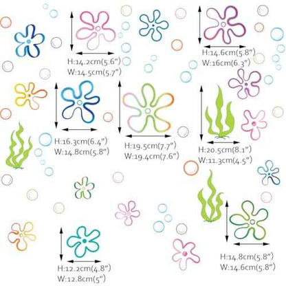 Runtoo Large Flower Bubbles Wall Decals Under The Sea Ocean Wall Art Stickers Bathroom Bedroom Birthday Party Decorations Home Decor