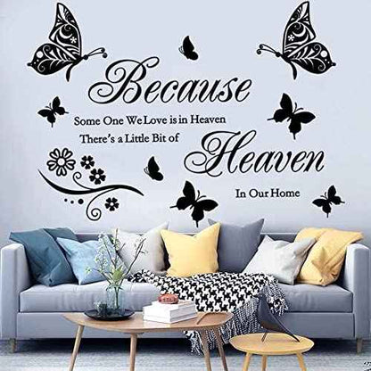Wall Stickers Quotes Saying Wall Decals Because Someone We Love is in Heaven Decal Peel and Stick Lettering Words Wall Art Decals Vinyl Inspirational Religious Wall Sticker for Home Family Room Decor.