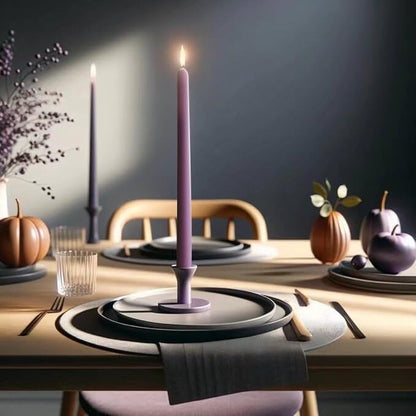 10-Inch Tall Dripless Taper Candles Set of 4 - Purple Tapered Candles, Perfect for Halloween - Smokeless, Unscented, Long Burning - Hand Poured, Colored Tall Candlesticks - Light Purple