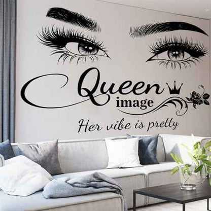 Eyelash Wall Decals for Bedroom Queen Eye Quotes Decor Murals for Living Room Lash Room Decor Stickers 3D DIY Art Decorations Peel and Stick