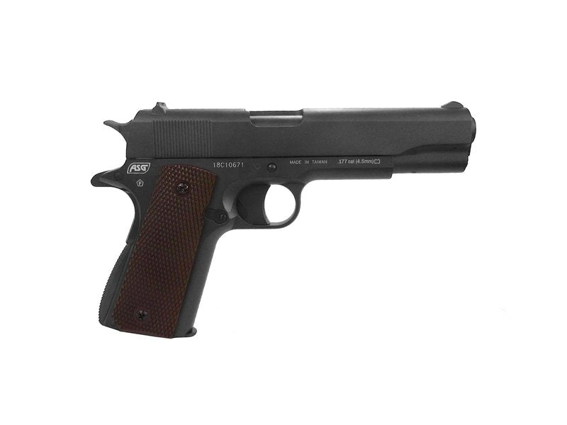 ASG Dan Wesson Valor 1911 Airgun - Steel Grey CO2 Pellet Pistol - Non-Blowback, 4.5mm/.177 Cal, Full Metal, Rotatable 2x6rd Drum Magazine