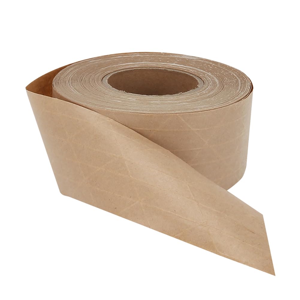 UUYYEO 2 Inch x 50 Yards Kraft Paper Packaging Tape Heavy Duty Brown Packing Tape Refills Writable Box Sealing Tape Fiber Reinforced Tape