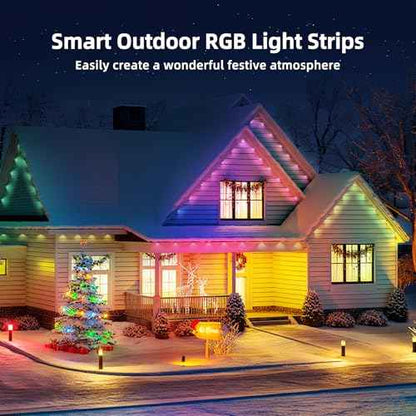 50FT Permanent Outdoor Lights, RGB LED Eaves Lights with App/Remote Control,Waterproof Smart String Light for Christmas and All Holiday Decor,Daily and Party Lighting,House Roof and Garden Lighting