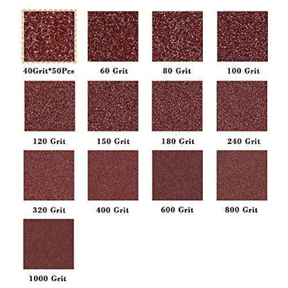 SPEEDWOX 50 Pcs Triangle Sanding Pads Hook and Loop 40 Grit Oscillating Sanding Pad 90mm 6 Holes Fit 3-1/2 Inches Oscillating Multi Tool Detail Sander Sandpaper Triangle Sanding Discs Sanding Tool