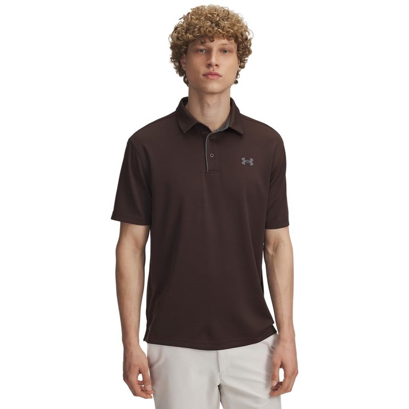 Under Armour Men's Tech Golf Polo, (246) Kona Brown / / Pitch Gray, Medium Tall