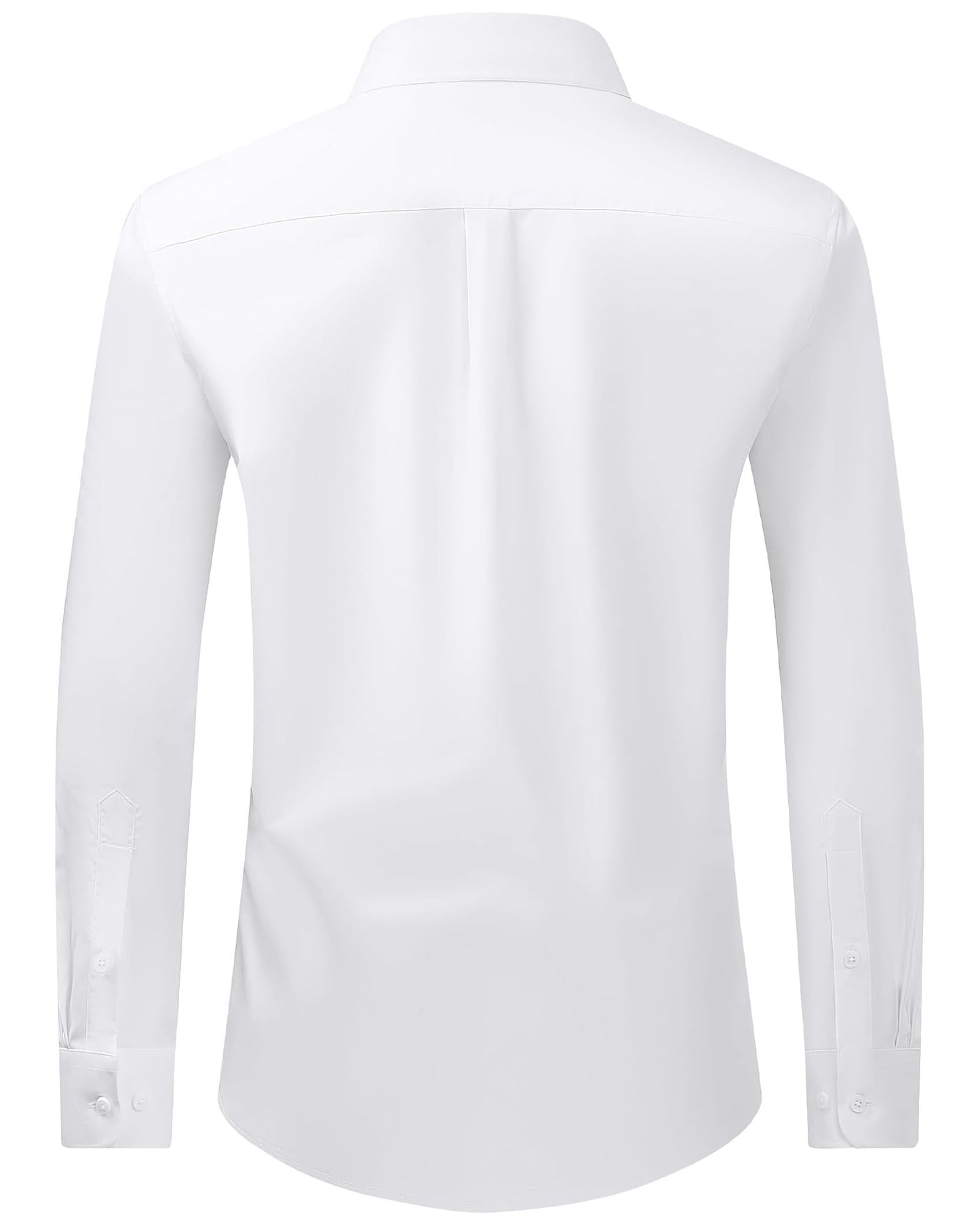 Alimens & Gentle Mens Dress Shirts Regular Fit Stretch Stain Shield Long Sleeve Solid Business Wedding White Button Down Shirts,White,Large