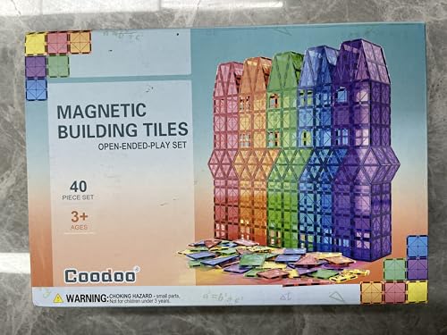 Magnetic Tiles Kids Toys STEM Magnet Toy for Toddler Magnetic Blocks Building Preschool Learning Sensory Montessori Toys for 3+ Year Old Boys and Girls, Safe Creativity Toddler Kids Toy 40PCS