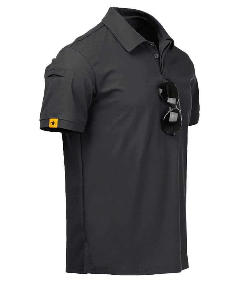 ZITY Mens Polo Shirt Short Sleeve Sports Tactical T-Shirt Athletic Golf Polos Daily Casual Stylish Collared Shirts for Men Dark Grey XX-Large