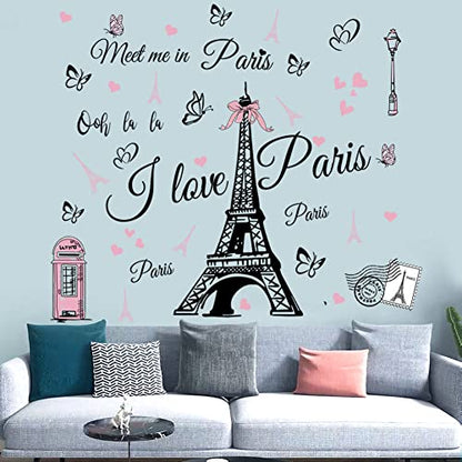 Paris Eiffel Tower Wall Stickers - Peel and Stick Decal for Bedroom, Living Room, Sofa Backdrop, TV Wall Decoration - Home Decor Art