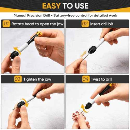 Pin Vise Hand Drill Manual with 22pcs Micro Drill Bits Set£¨0.6mm-2.5mm£©Professional Rotary Craft Mini Drills for Jewelry Making Supplies Resin Wood Plastic Miniature