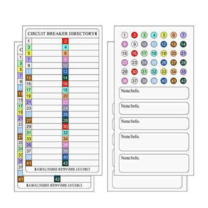 Circuit Breaker Directory Label Sticker Decal Electric Fuse Panel Box Waterproof with Adhesive Backing Organize Replacement Color Code Guide(2 Sets)