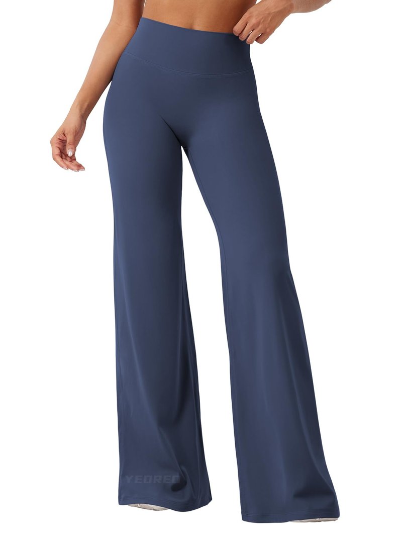 YEOREO Workout Leggings Womens No Front Seam Straight Leggings 35" High Waist Buttery Eddiy Gym Yoga Pants Navy Blue XS