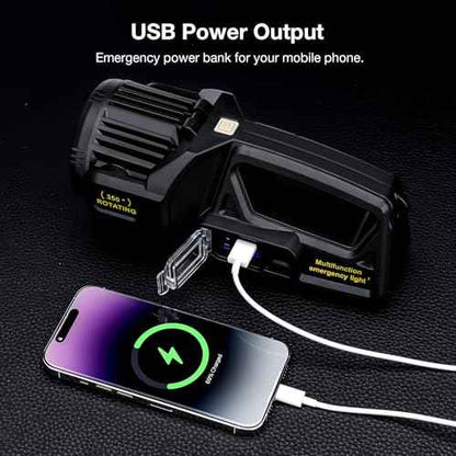 Rechargeable Spotlight Outdoor Handheld, 2,000,000L High Lumens Led Spot Light Flashlight with Solar Panels, 9 Modes Waterproof Handheld Spot Light for Outdoor Marine Boating Hunting