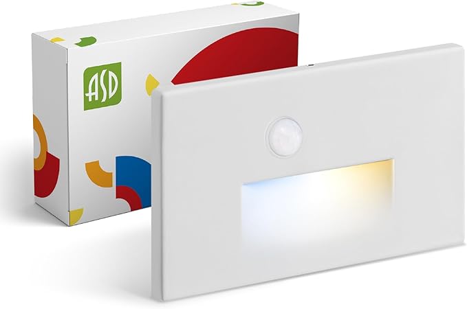 ASD LED Recessed Step Light Fixture, Outdoor & Indoor Stair Tread Lighting | 3CCT, Motion Sensor, Waterproof, ETL Listed | 3W 120LM 3000K-5000K 120V | Staircase Hardwired Illumination | White