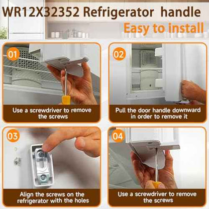 WR12X32352 Refrigerator Door Handle Set, Compatible with GE Handle Set (White), Refrigerator Door Handles Replacement Replace AP6985344 WR12X27039 WR12X21157 Refrigerator Handle