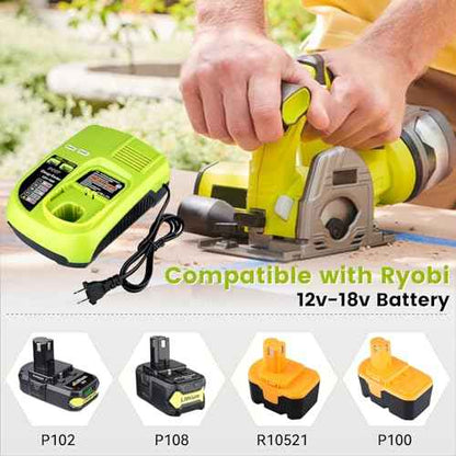 3.6Ah 2Pack Lithium P102 Replacement for Ryobi 18V Battery and Charger Combo Compatible with Ryobi Battery and Charger P117B with Dual USB P102 P103 P189 P190 P109 P122 Cordless Tool Batteries