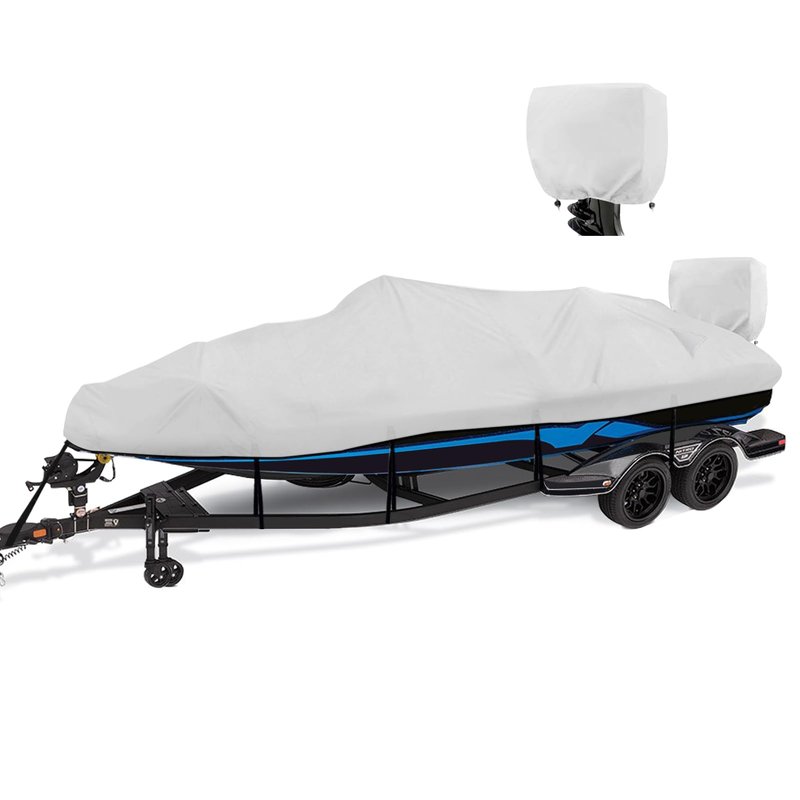 YimSting 1200D Waterproof Boat Cover - Fits 17' to 19' ft Bass, V-Hull, Tri-Hull, Fish & Ski, Runabout Bowrider Boats - Heavy Duty Canvas Gray