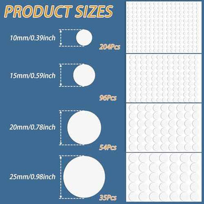 389Pcs Self-Adhesive White Screw Covers Caps - 4 Sizes White Stickers to Cover Screw Holes, Dustproof Sticker for Wood Cabinets, Furniture, Drawer, Wardrobe, Kitchen, Table