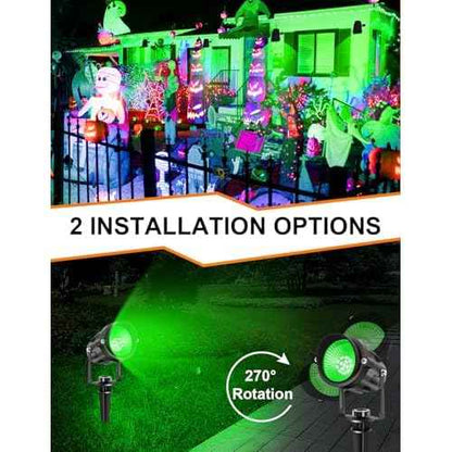 Christmas Green Landscape Lights Outdoor, 14 LED Landscape Lighting with US Plug, IP65 Waterproof Spotlights for Tree Yard Garden Pathway St. Patrick's Day Halloween Decor 4 Pack