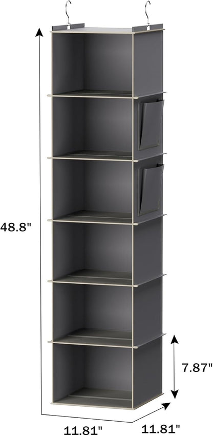 YOUDENOVA Hanging Closet Organizer, 6-Shelf Closet Hanging Storage Shelves