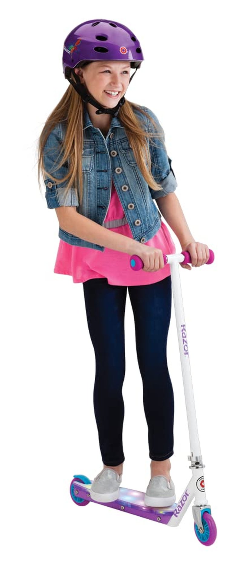 Razor Party Pop Kick Scooter - Multi-Color LED Light-Up Deck, Lightweight Steel Frame, for Kids Ages 6 and Up