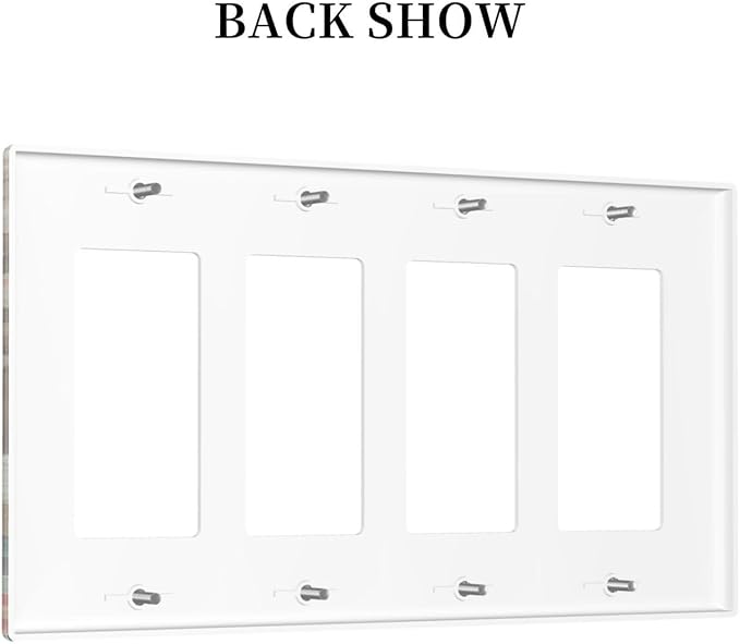 Asian Palace Traditional Bridge Cherry Blossoms Light Switch Cover 4 Gang Rocker Decora Outlet Covers Wall Plate Decorative Switchplate Electrical Faceplate GFCI for Farmhouse Decor