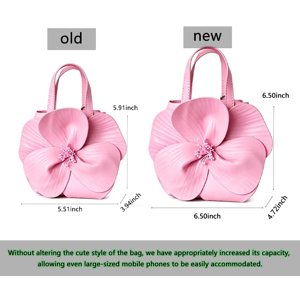 CUXVA Mini Flower Evening Purse Bridal Clutch for Wedding PU Leather Evening Handbag with Chain Wedding Party Prom Crossbody Purses