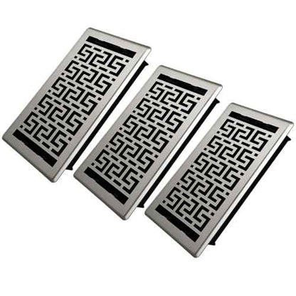Floor Registers 6x12 Inches - 3 Pack Heavy Duty Walkable Steel Floor Vents Ease Adjust Air Flow Direction Vent Covers for Home Floor Satin Nickel Floor Vent Covers