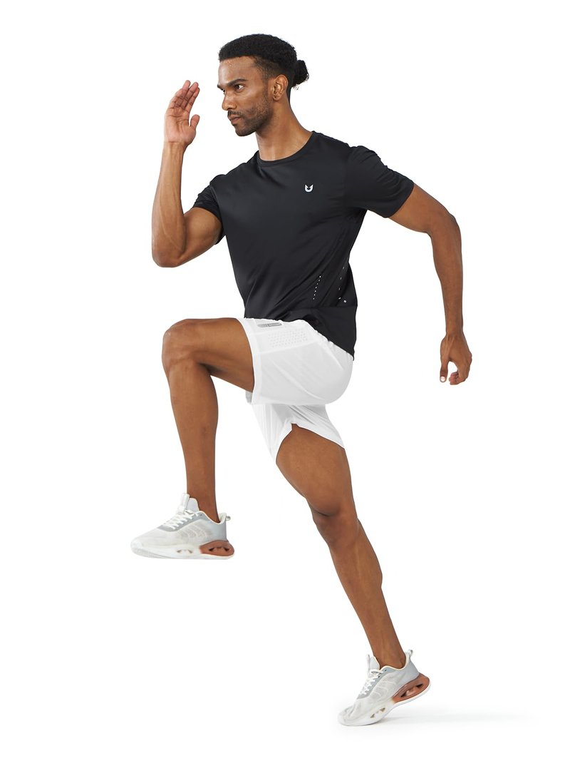 NORTHYARD Men's Athletic Running Shorts Gym Workout 7"/9"/5" Quick Dry Lightweight Sports Basketball Tennis 3 Zipper Pockets WHITE-5inch S