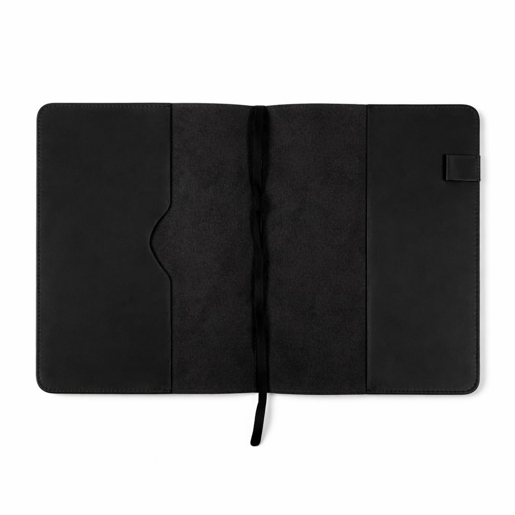 TheAntiq Premium Leather Journal Cover A5 – Handmade Refillable Notebook Cover Sleeve with Pen Holder for Writing, Travel & Business Use 5.75 x 8.25 (Black)