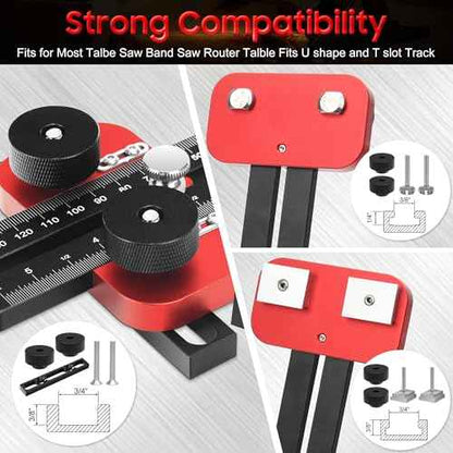 Thin Rip Jig Table Saw Jig Guide, Repetitive Narrow Strip Cuts 3 Pulleys Woodworking Tools, Fits for 3/8"x3/4" U Slot & 1/4"x3/8" T Slot, for Table Saw Band Saw Router Table