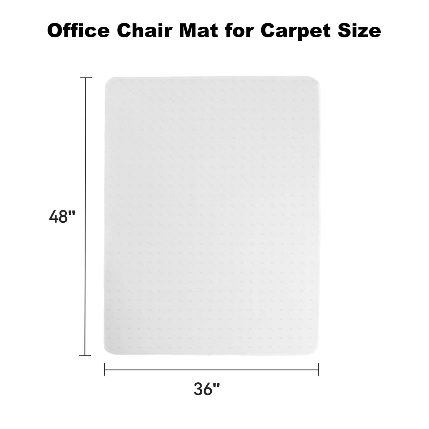 IMEASON Office Chair Mat for Carpet Floor, Flat Shipping Heavy Duty Rolling Chair Mats, Under Computer Desk Protector Floor Mat, Smooth Glide Hard Plastic Clear ChairMat (36x48 Inch)