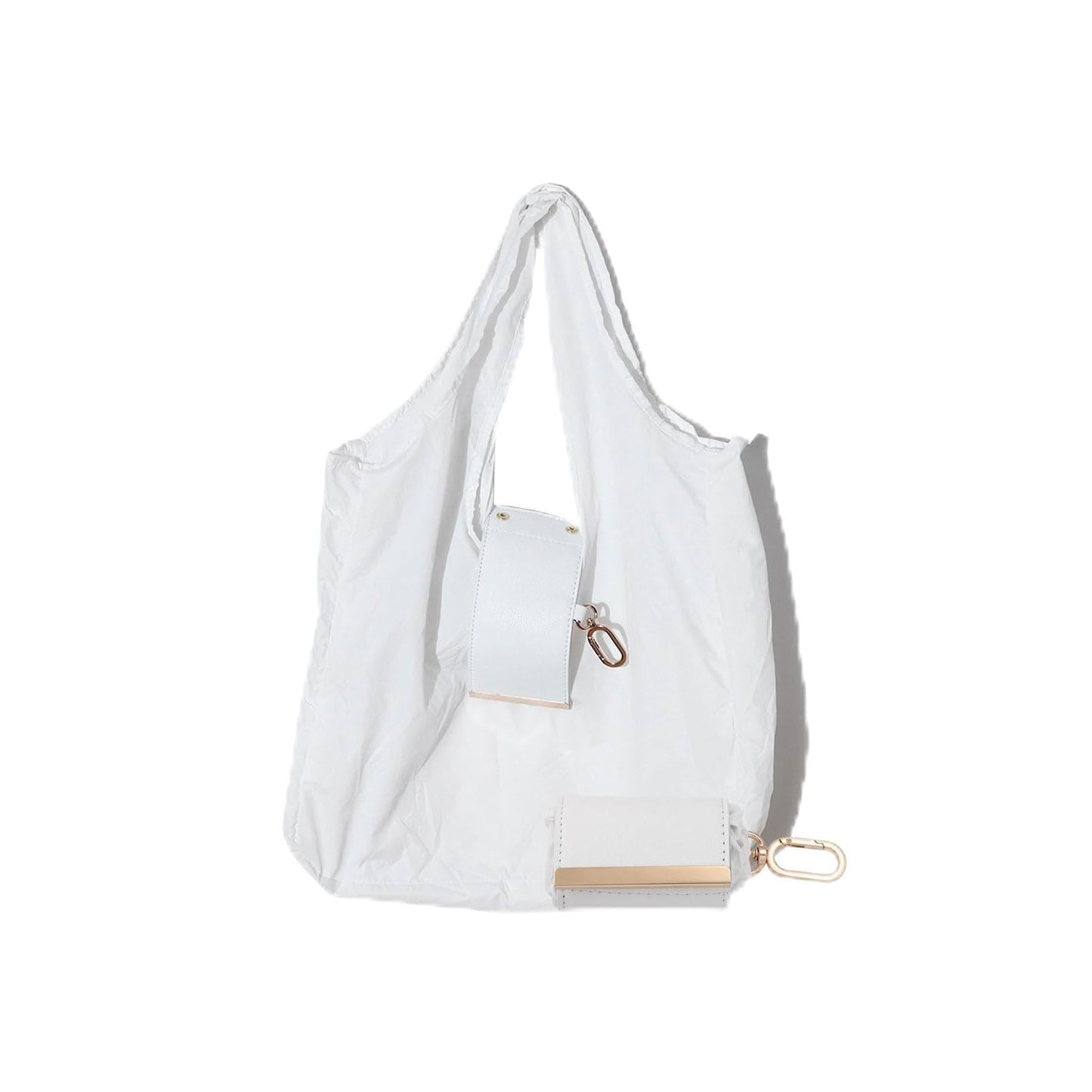 Locus Amoenus Foldable Reusable Shopping Bag Keychain, Portable Eco-Friendly Grocery Tote Bag for Women, Lightweight Travel Shopping Bag (white)
